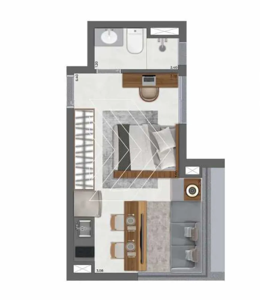 Apartamento, 1 quarto, 26 m² - Foto 1