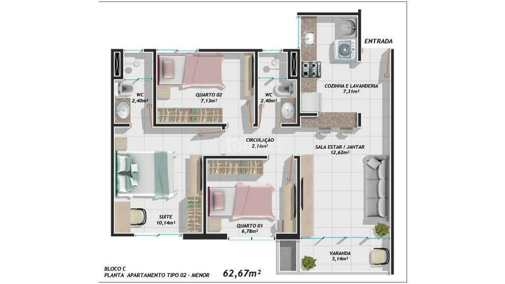 Apartamento, 3 quartos, 63 m² - Foto 6