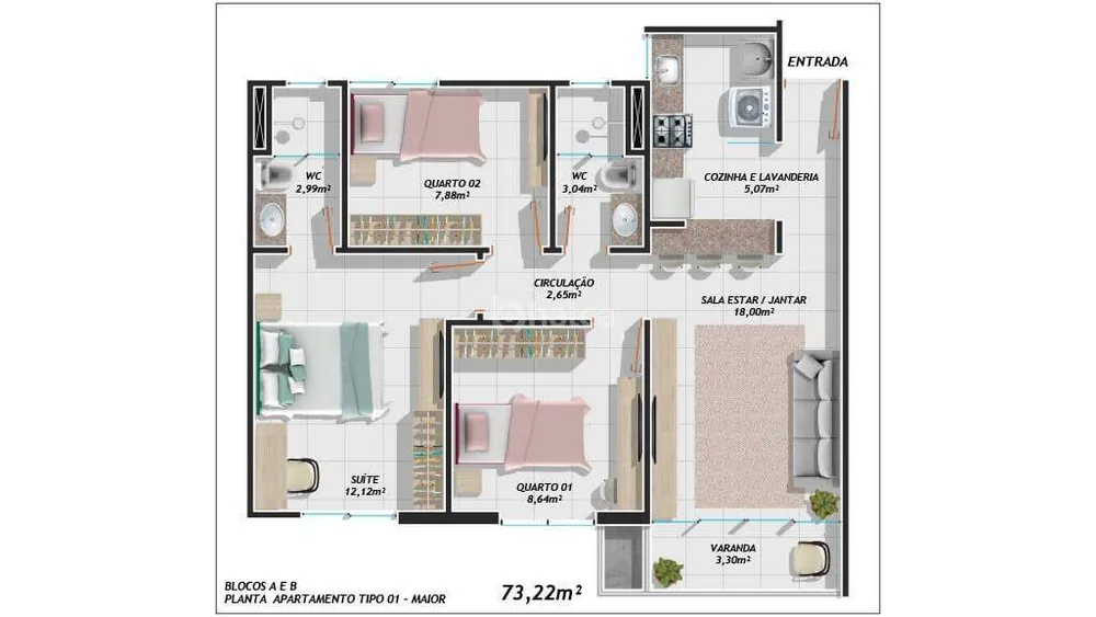 Apartamento, 3 quartos, 63 m² - Foto 7