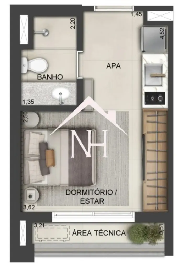 Apartamento, 1 quarto, 22 m² - Foto 1