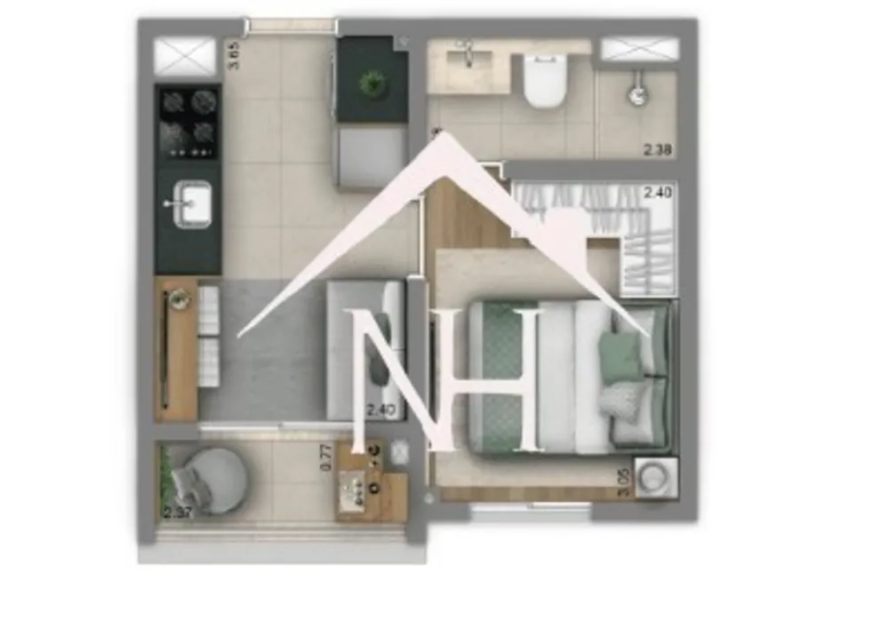 Apartamento, 1 quarto, 24 m² - Foto 2