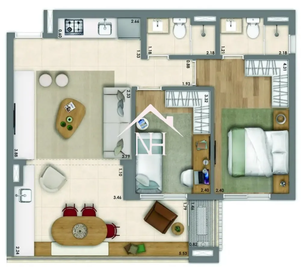Apartamento, 2 quartos, 66 m² - Foto 8