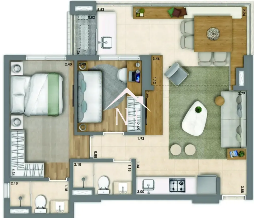 Apartamento, 2 quartos, 63 m² - Foto 1