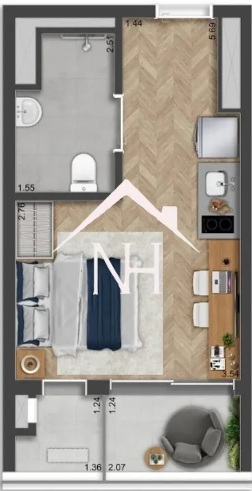 Apartamento, 1 quarto, 27 m² - Foto 12