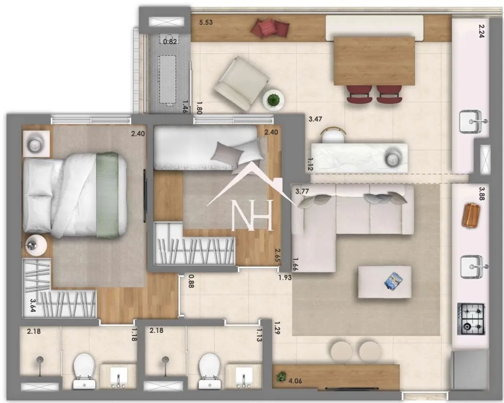 Apartamento, 2 quartos, 61 m² - Foto 1