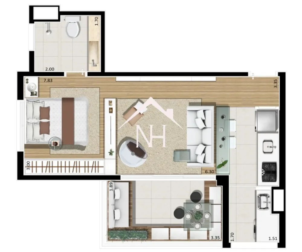 Apartamento, 1 quarto, 45 m² - Foto 1