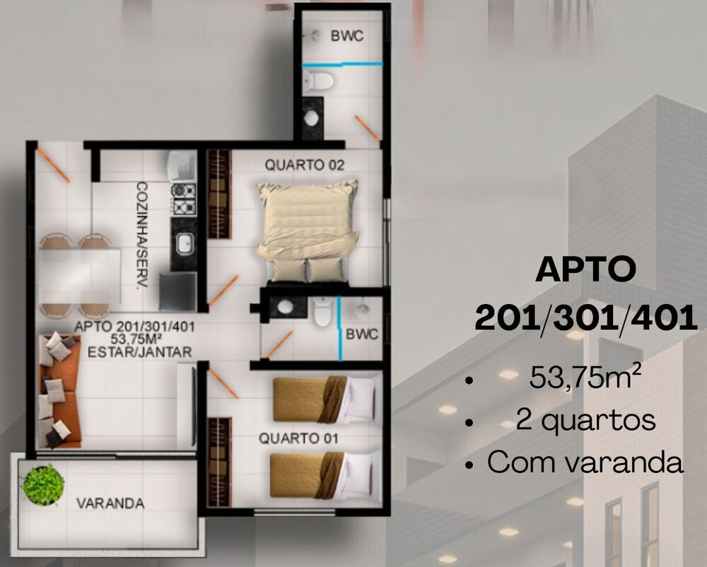Apartamento, 2 quartos, 53 m² - Foto 6
