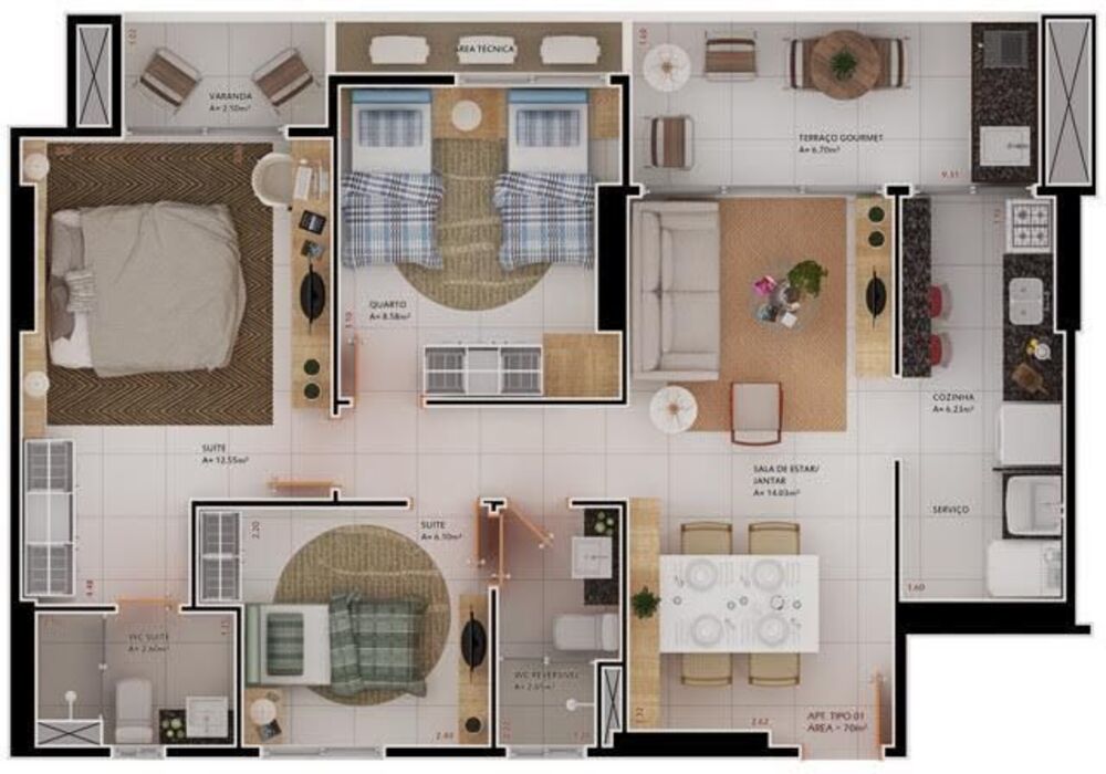Apartamento, 3 quartos, 91 m² - Foto 2