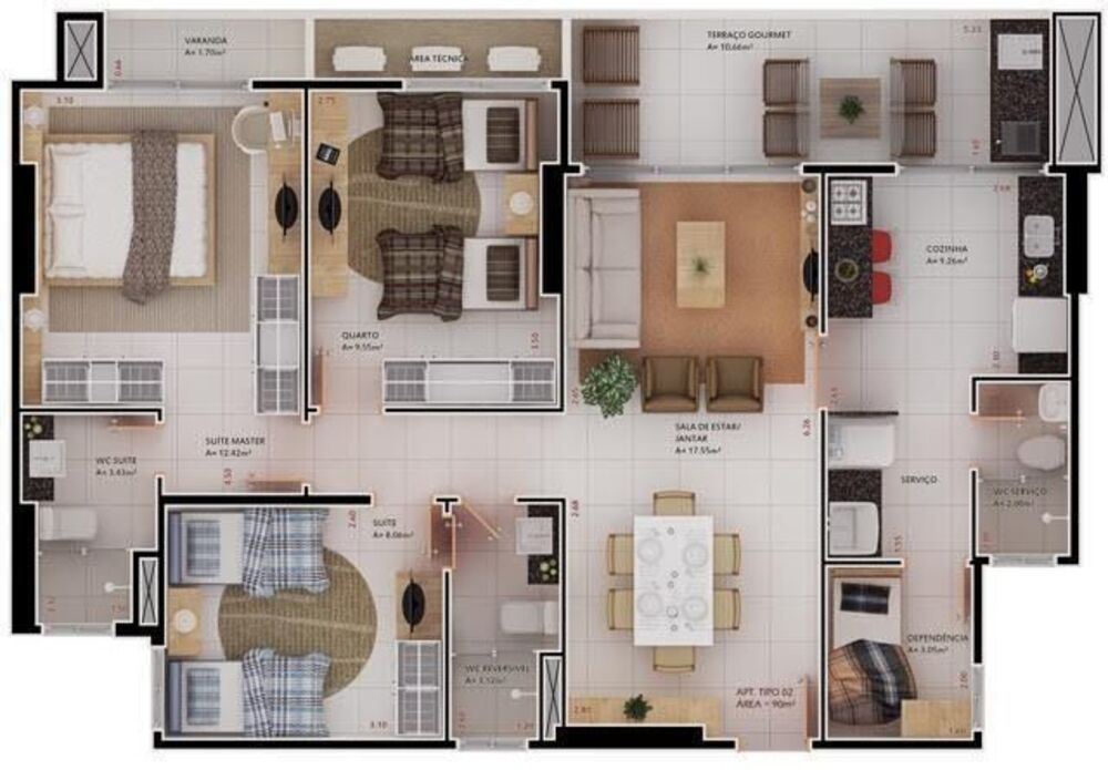 Apartamento, 3 quartos, 91 m² - Foto 3