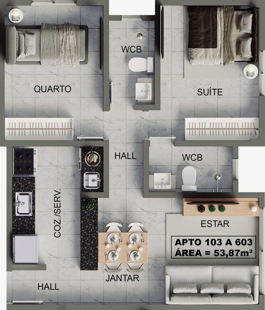 Apartamento à venda com 2 quartos, 54m² - Foto 6