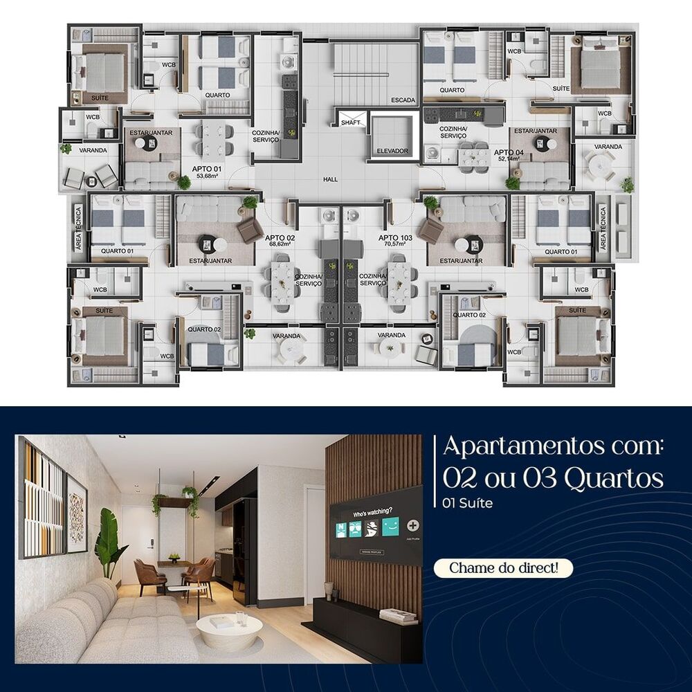 Apartamento, 2 quartos, 52 m² - Foto 2