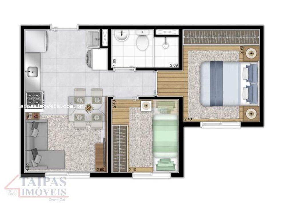 Apartamento, 2 quartos, 35 m² - Foto 3