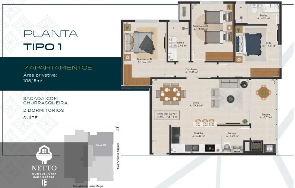Apartamento, 3 quartos - Foto 1