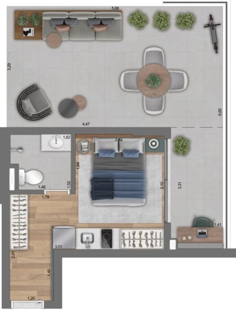Apartamento, 1 quarto, 21 m² - Foto 1