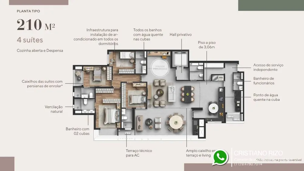 Apartamento, 3 quartos, 210 m² - Foto 9