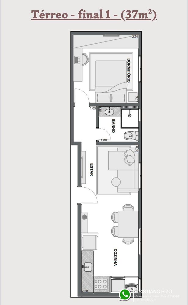 Apartamento à venda com 2 quartos, 37m² - Foto 2