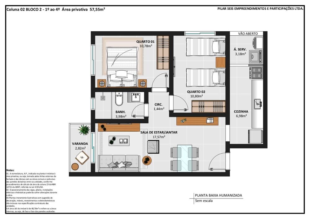 Apartamento, 2 quartos, 57 m² - Foto 3