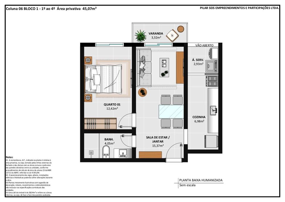 Apartamento, 1 quarto, 45 m² - Foto 1