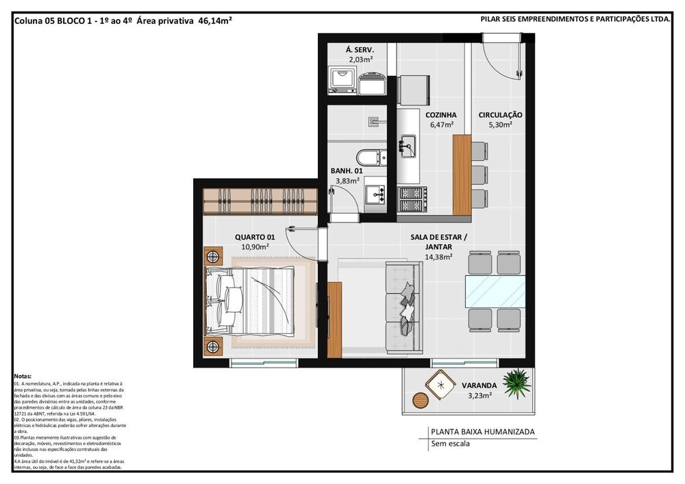 Apartamento, 1 quarto, 45 m² - Foto 3
