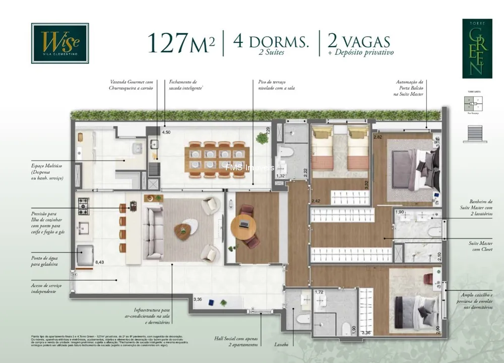 Apartamento, 4 quartos, 127 m² - Foto 2