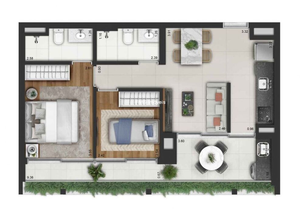 Apartamento, 2 quartos, 63 m² - Foto 2