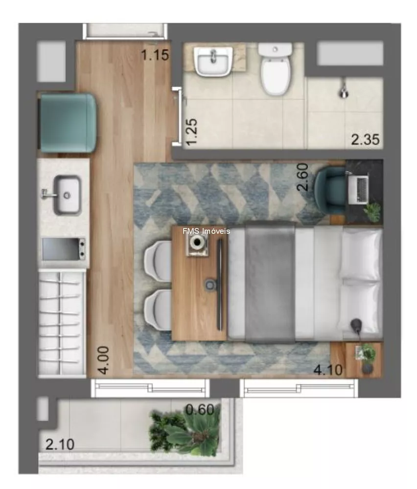 Apartamento à venda com 1 quarto, 25m² - Foto 4