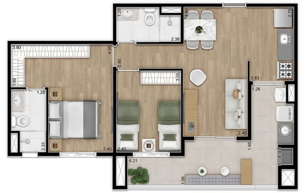 Apartamento, 2 quartos, 62 m² - Foto 1