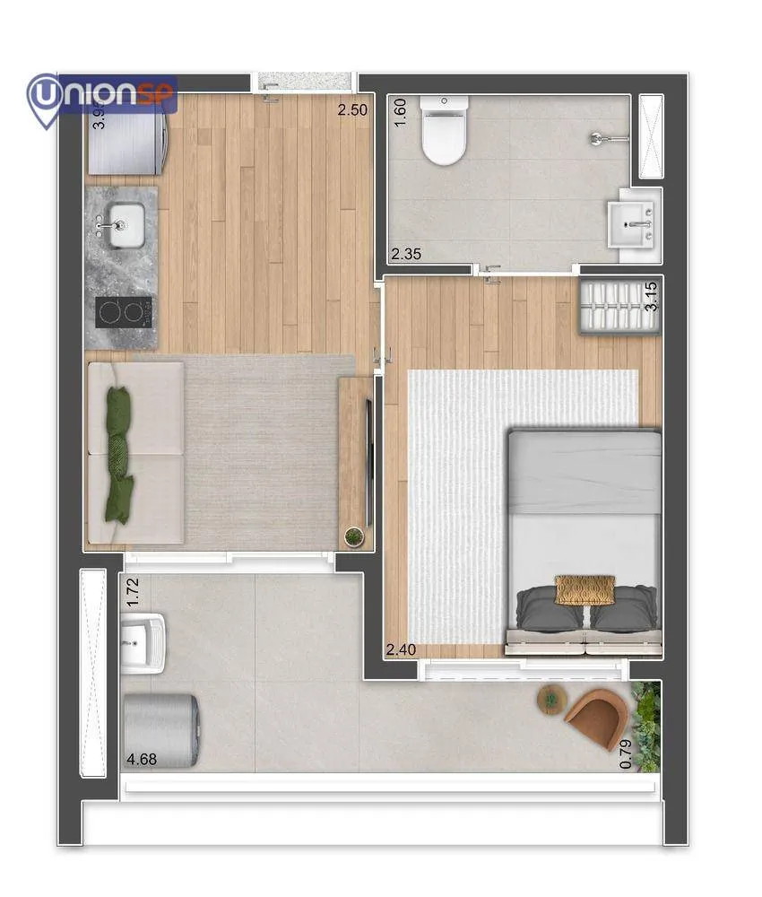 Apartamento, 1 quarto, 32 m² - Foto 2