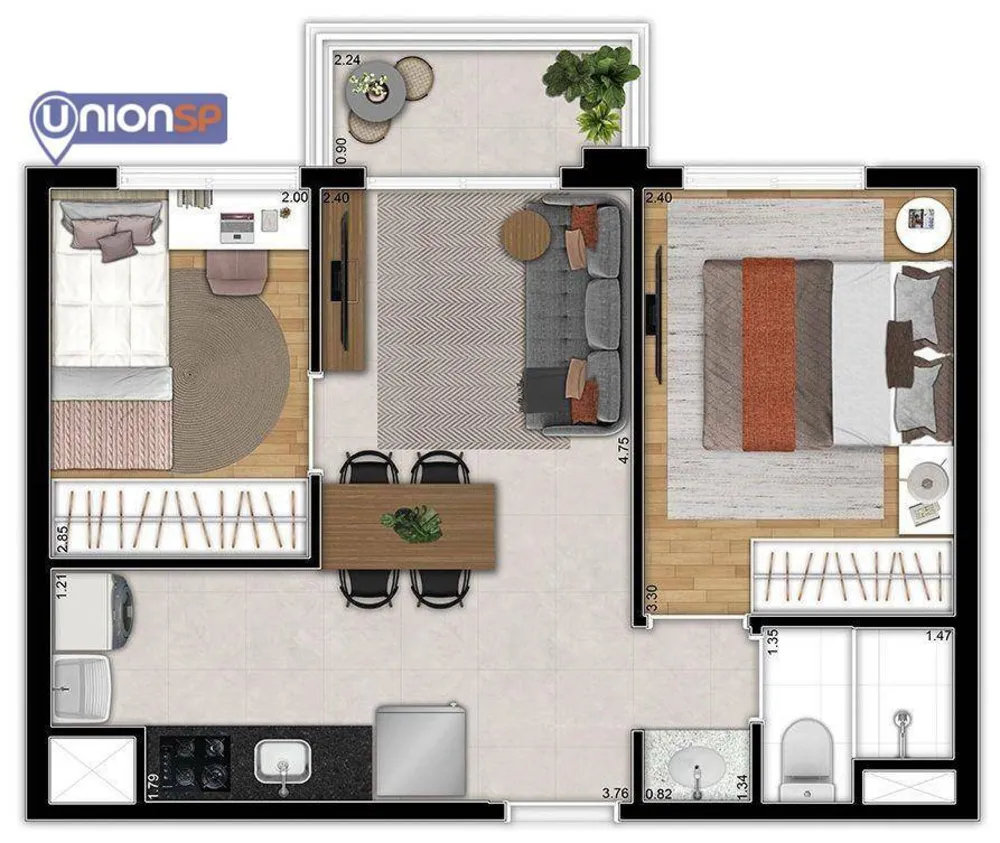 Apartamento, 1 quarto, 28 m² - Foto 1