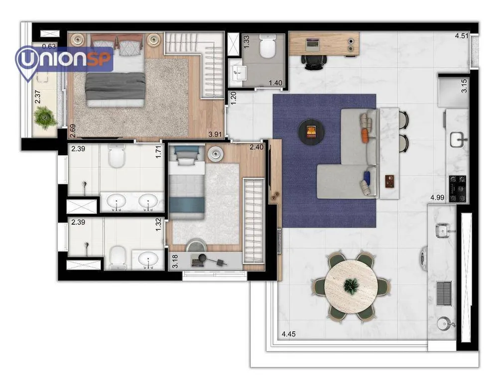 Apartamento, 2 quartos, 77 m² - Foto 2