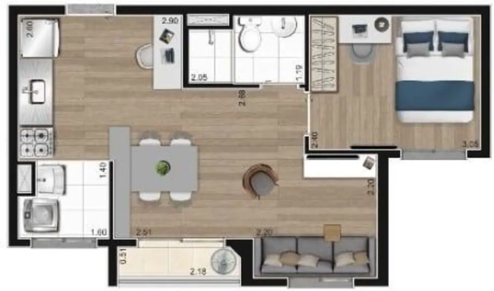 Apartamento, 2 quartos, 42 m² - Foto 2