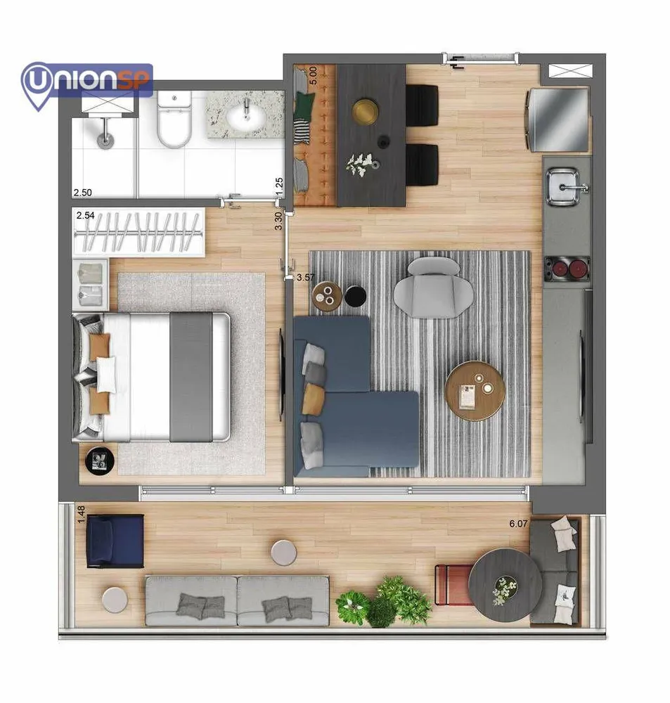 Apartamento, 1 quarto, 43 m² - Foto 2
