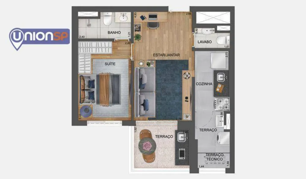 Apartamento, 1 quarto, 59 m² - Foto 2