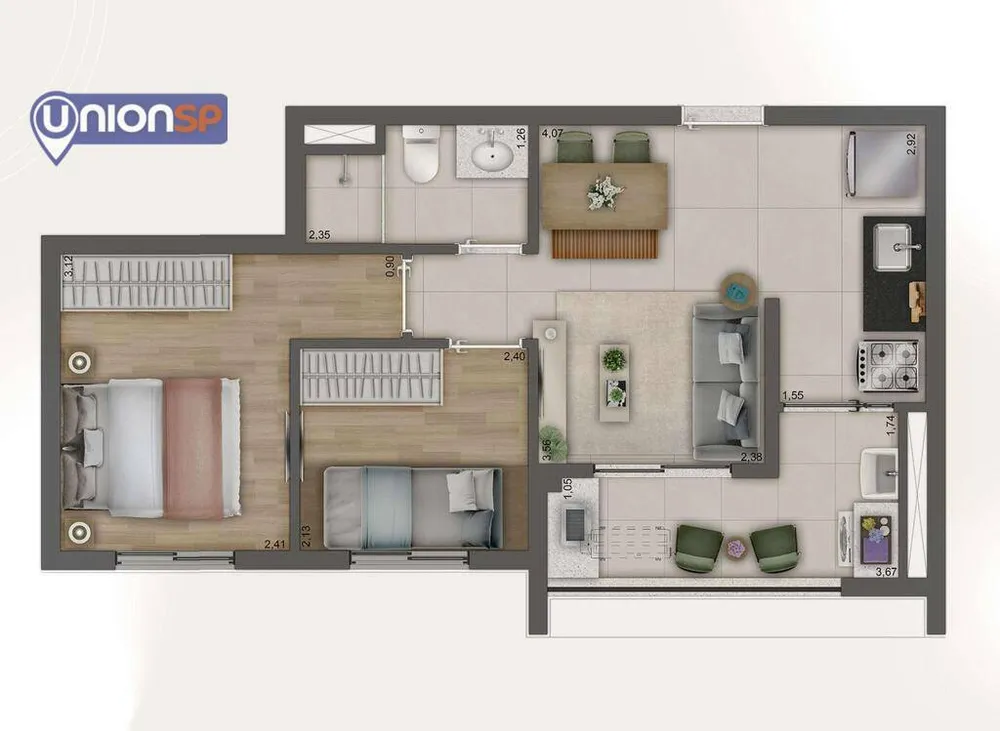 Apartamento, 2 quartos, 41 m² - Foto 3