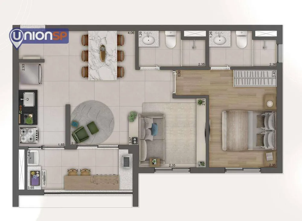 Apartamento, 2 quartos, 41 m² - Foto 2