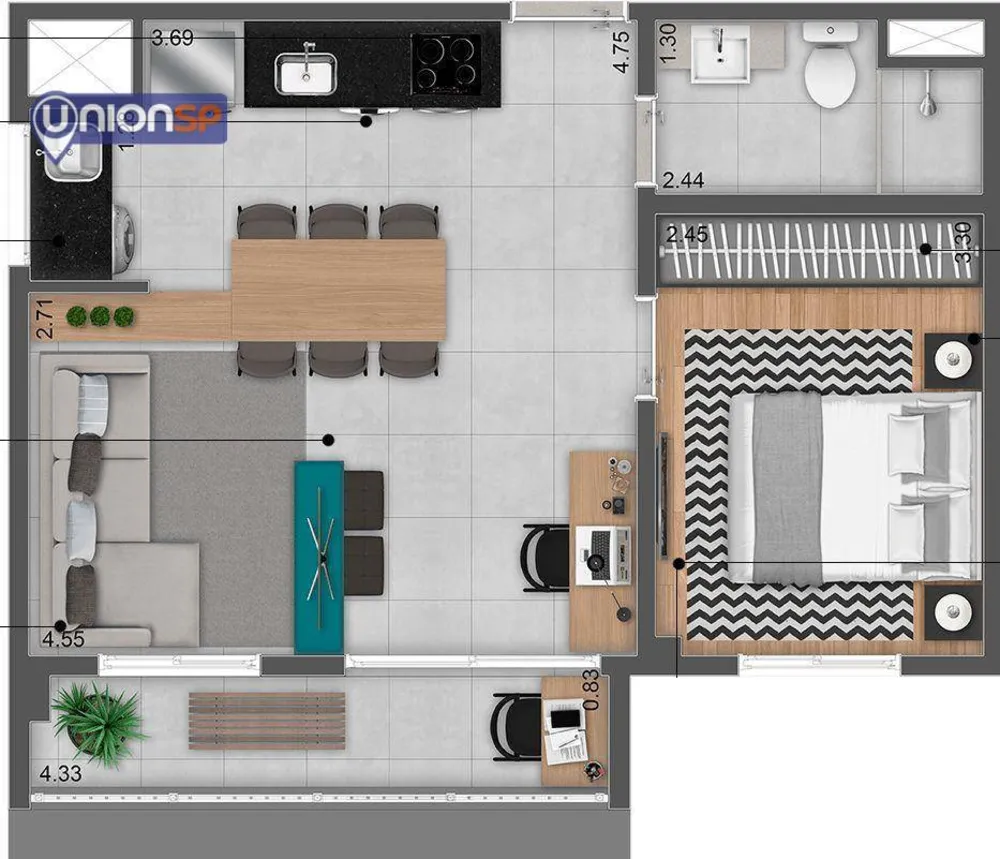 Apartamento, 1 quarto, 34 m² - Foto 2