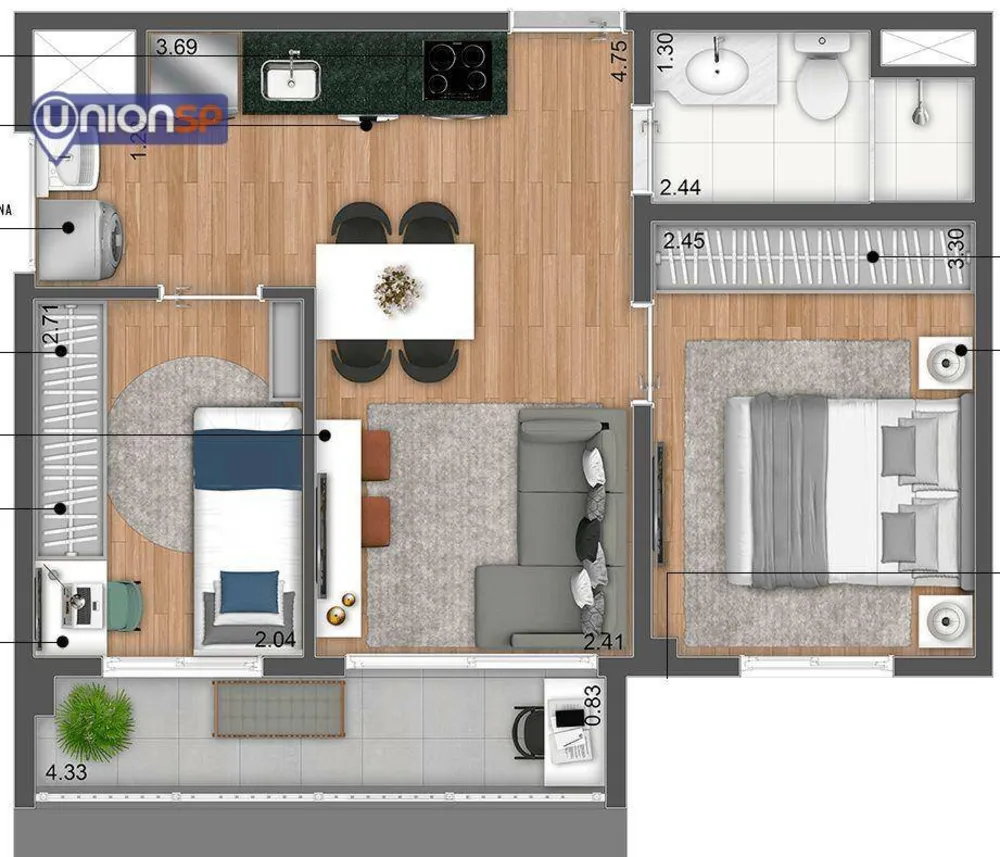 Apartamento, 1 quarto, 34 m² - Foto 3