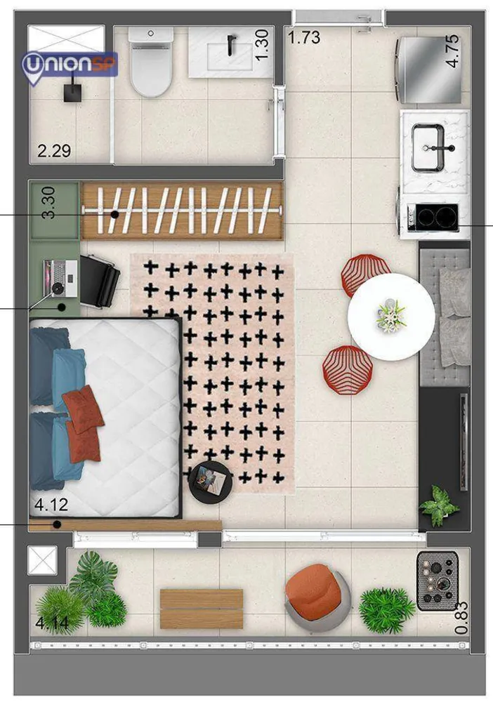 Apartamento, 1 quarto, 34 m² - Foto 1