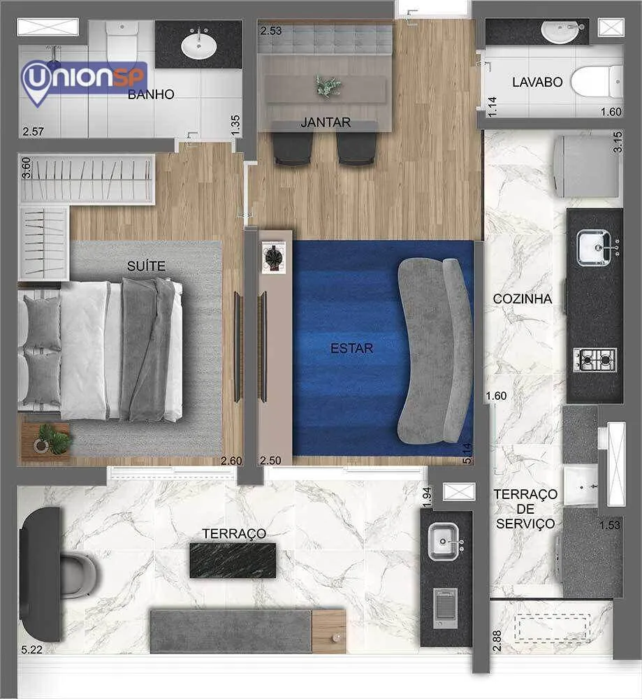 Apartamento, 1 quarto, 55 m² - Foto 3