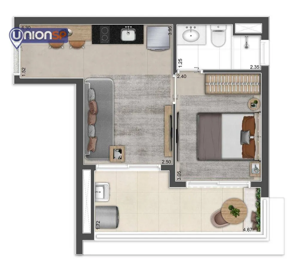 Apartamento, 1 quarto, 32 m² - Foto 3