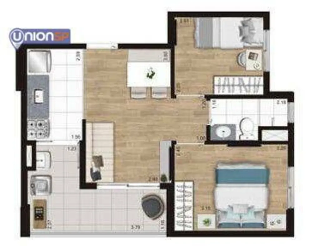 Apartamento, 2 quartos, 38 m² - Foto 2