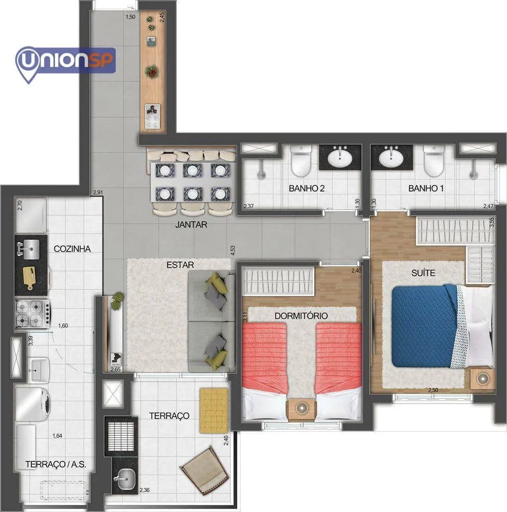 Apartamento, 2 quartos, 60 m² - Foto 3