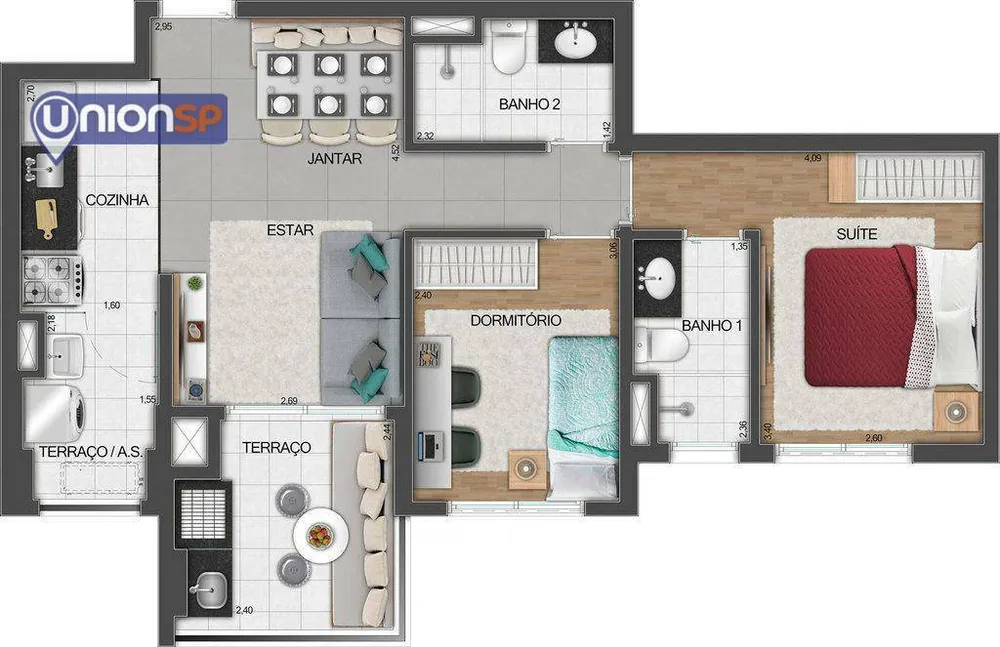 Apartamento, 2 quartos, 60 m² - Foto 2