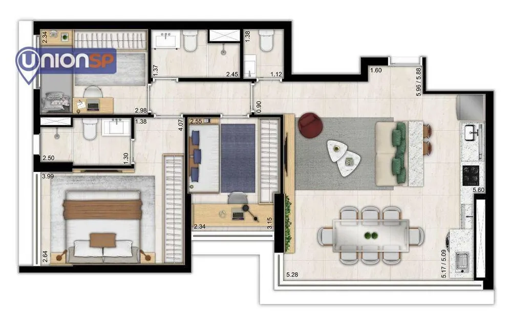 Apartamento, 2 quartos, 56 m² - Foto 2
