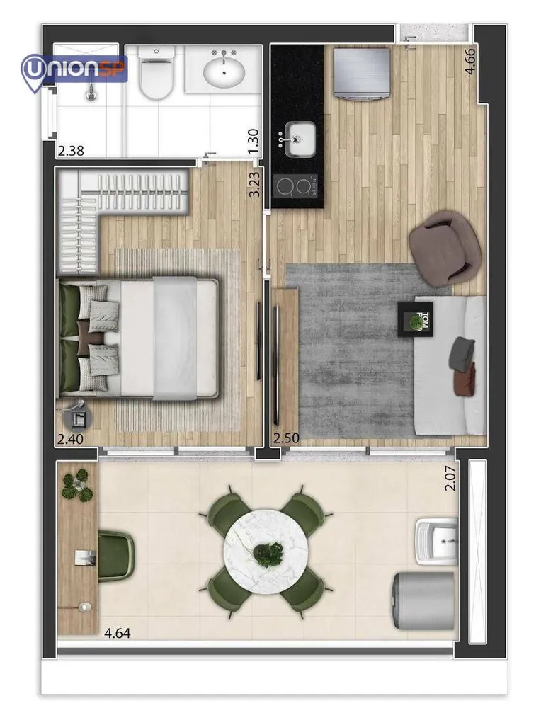 Apartamento, 1 quarto, 38 m² - Foto 1