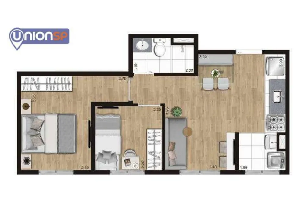 Apartamento, 2 quartos, 35 m² - Foto 2
