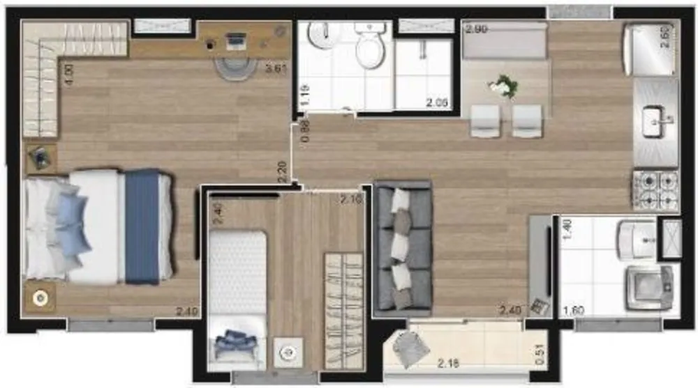 Apartamento, 2 quartos, 37 m² - Foto 1