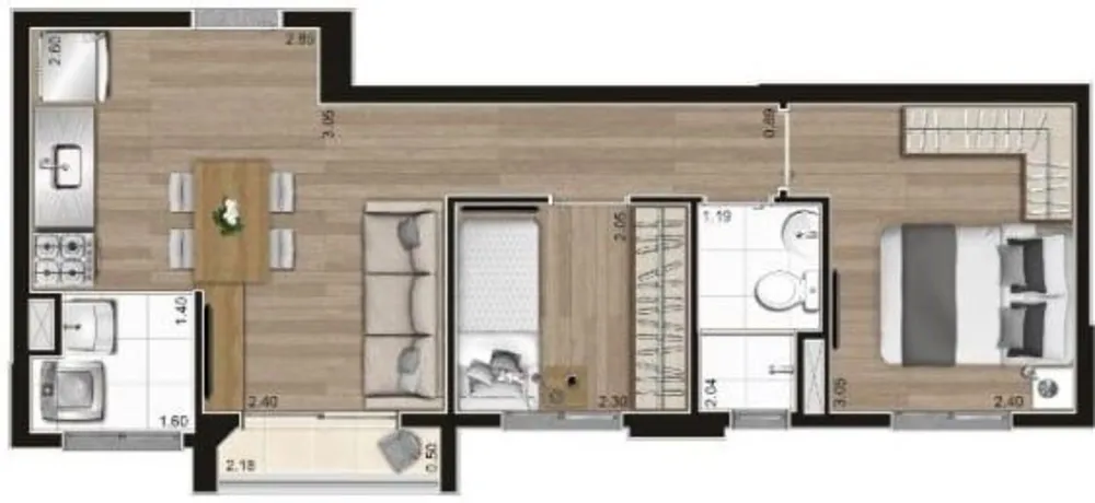 Apartamento, 2 quartos, 37 m² - Foto 3