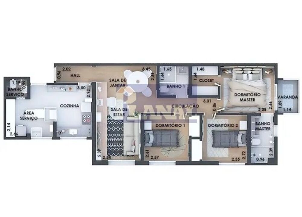 Apartamento, 3 quartos, 80 m² - Foto 1