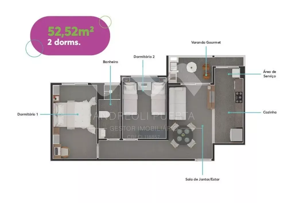 Apartamento, 2 quartos, 52 m² - Foto 4